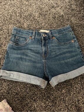 Levi's Dark Blue Rolled Hem Denim Shorts